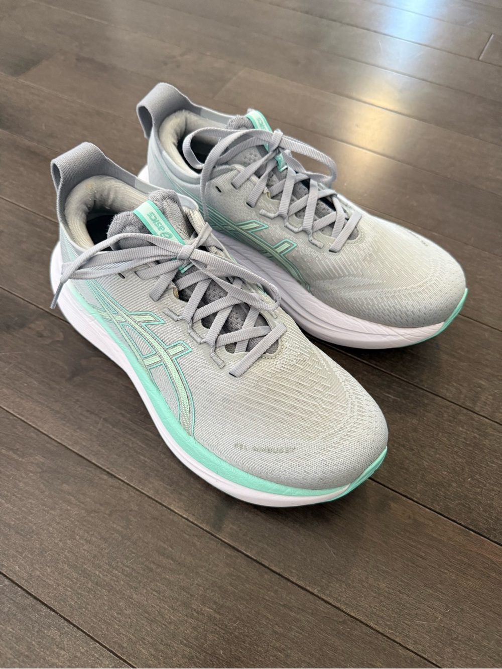 ASICS Light Gray and Mint Women's Running Sneakers